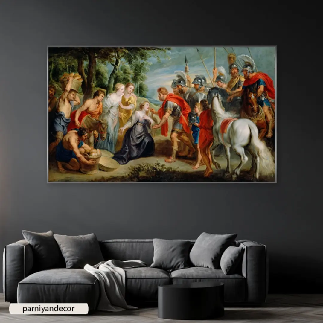 تابلو دکوراتیو افقی با طرح نقاشی "David Meeting Abigail"