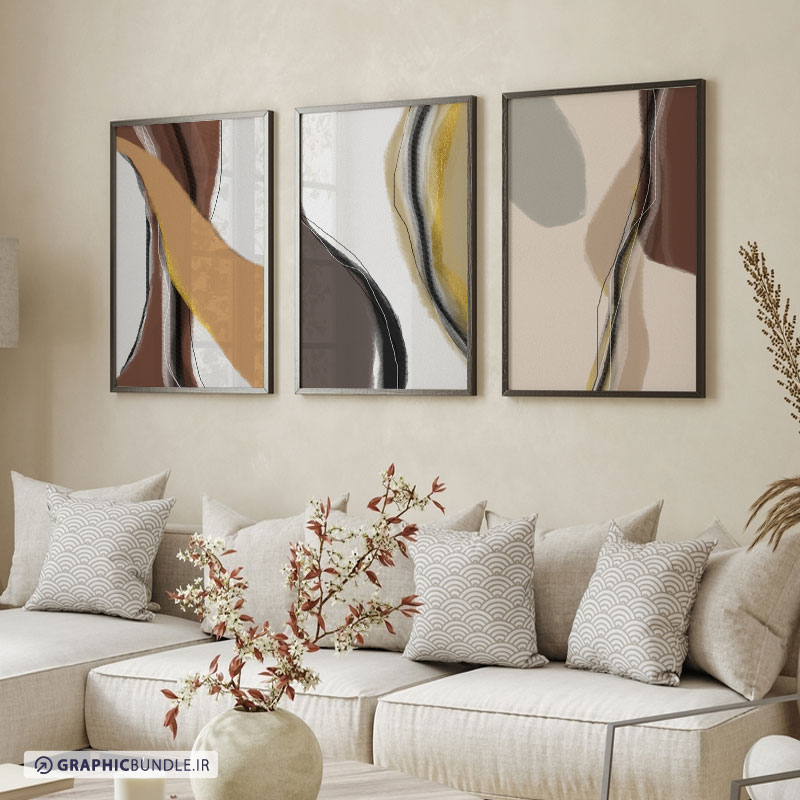 چاپ تابلو دکوراتیو 3 تکه طرح ابسترک